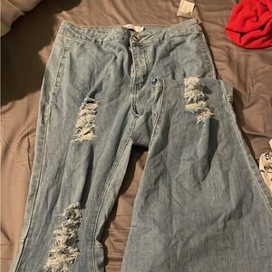 Distressed Blue FlareBottom Women's Jeans